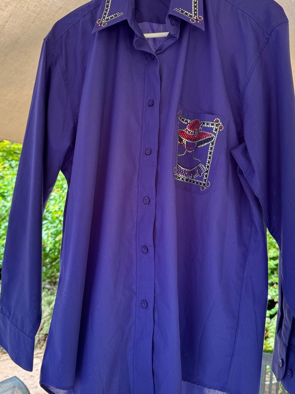 Christine Alexander Purple Blouse with Gold Logo Tag